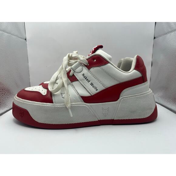 Naked Wolfe Crown Red White Platform Sneakers Rare Women’s Size 10 - USED - Picture 1 of 8
